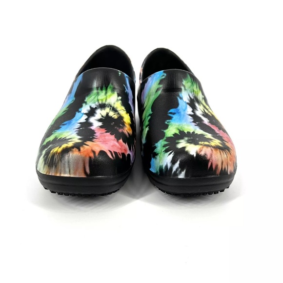 Crocs Neria Pro Clogs Womens Size 6 Colorful Tie Dye Slip On Work Nurse Shoes - Picture 2 of 12